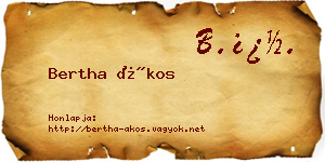 Bertha Ákos névjegykártya